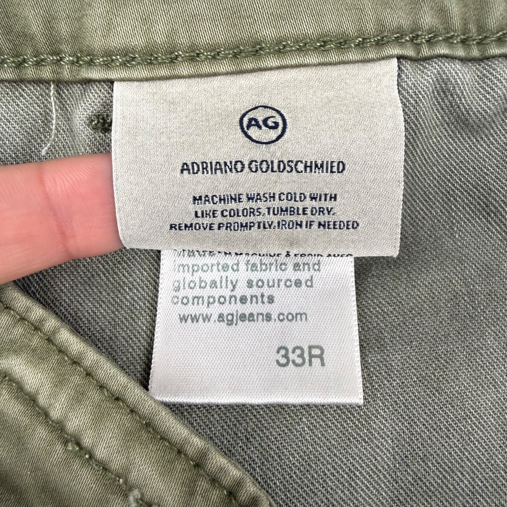 *AG Adriano Goldschmied Mens Wanderer Olive Green Slim Trouser Shorts 33R - Picture 4 of 14
